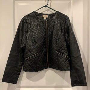 Loft Faux Leather Jacket Black. Size XL.